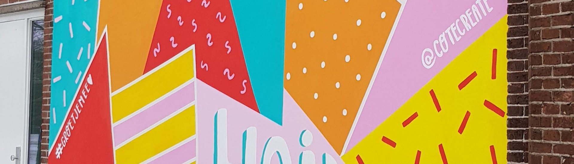 Muurkunst in Leeuwarden met opschrift: Hoi